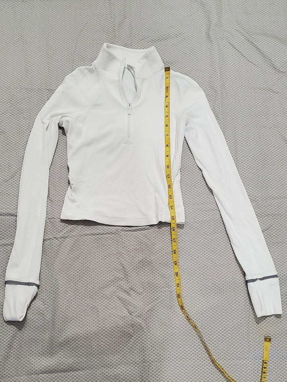 Lululemon Its Rulu Run Ribbed Cropped Half Zip In White - Picture 3 of 11